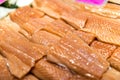 Close up of salmon fillets spread over ice on a fish mongerÃ¢â¬â¢s Royalty Free Stock Photo